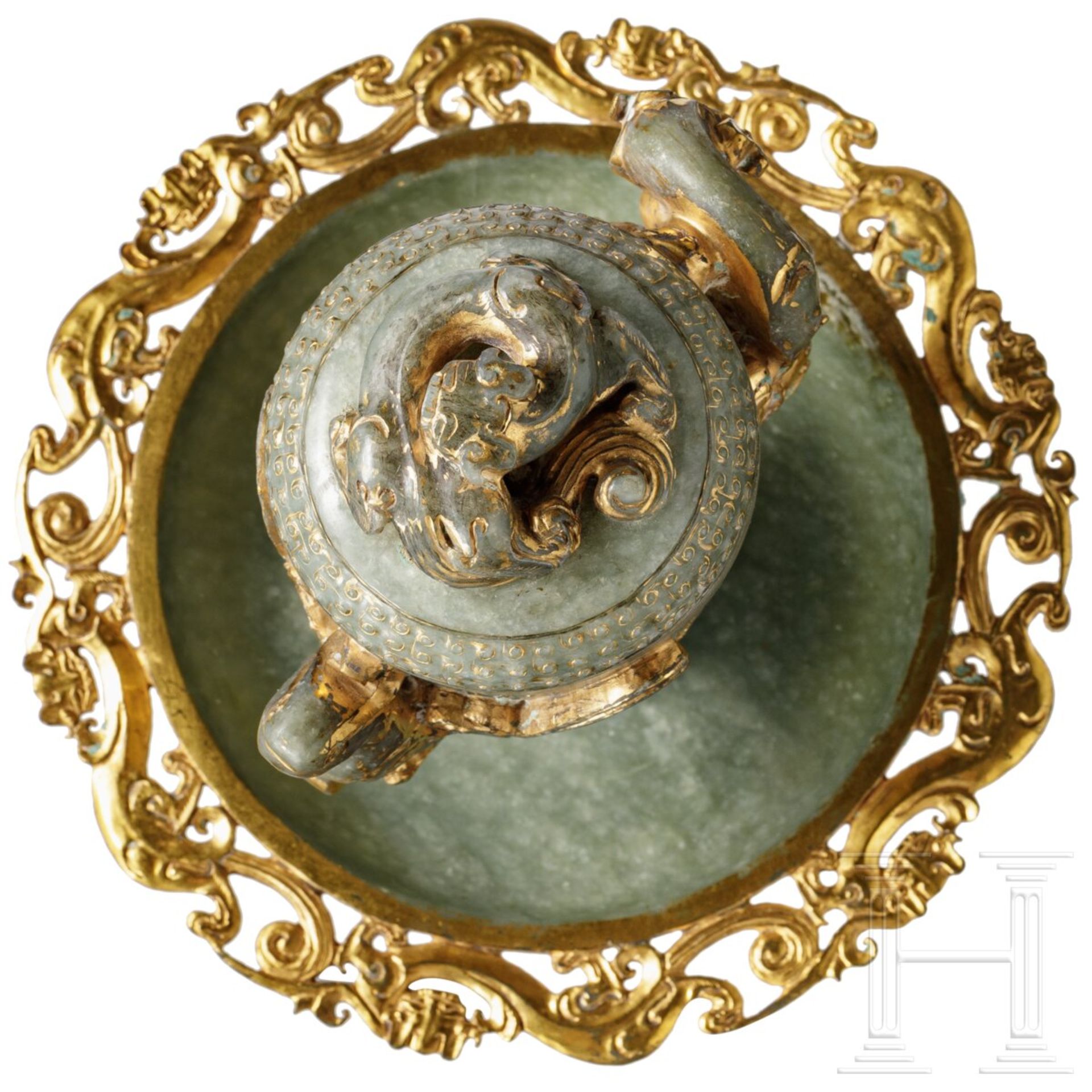 Mehrteiliges teilvergoldetes AltargefŠ§, Jade, China - Image 5 of 7