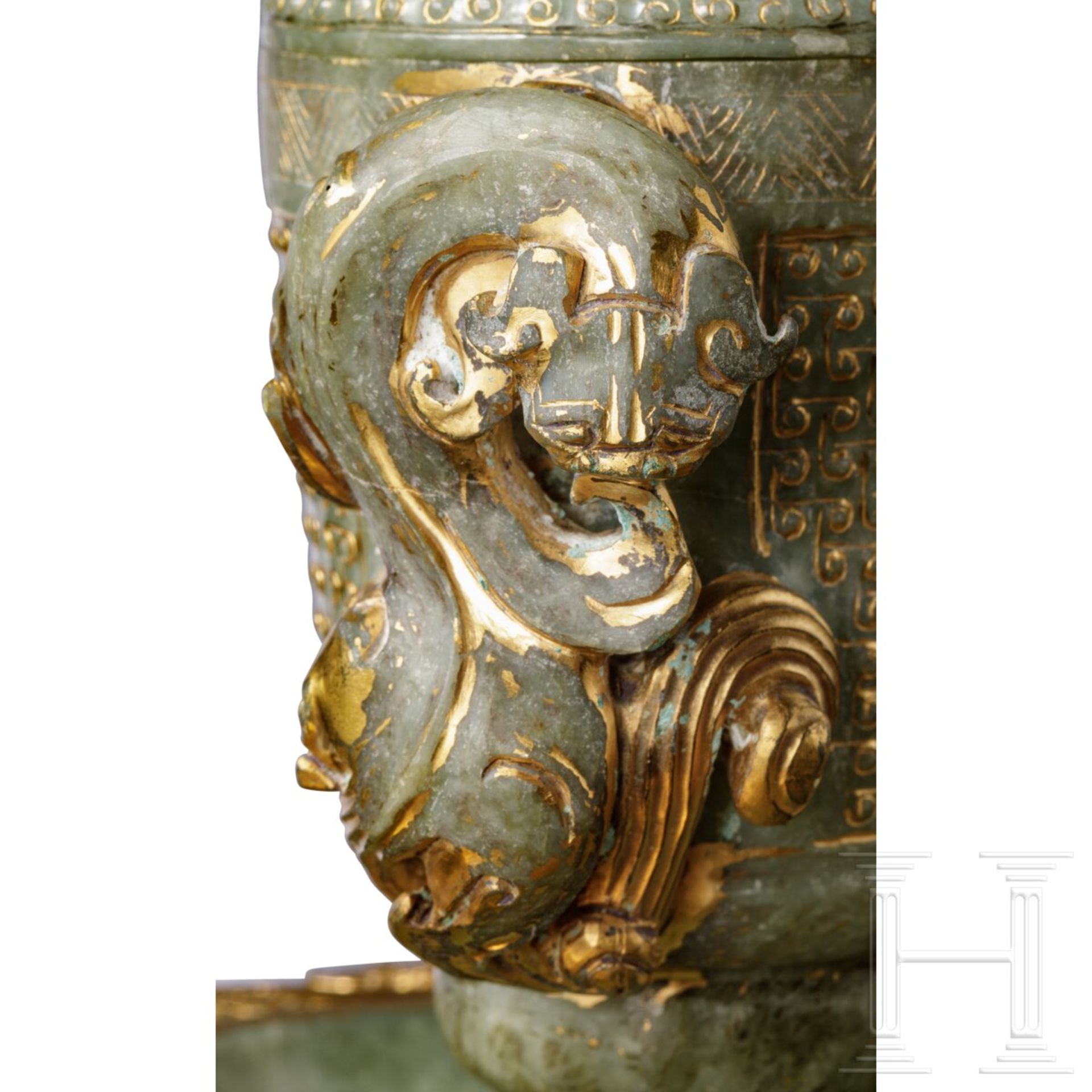 Mehrteiliges teilvergoldetes AltargefŠ§, Jade, China - Image 3 of 7