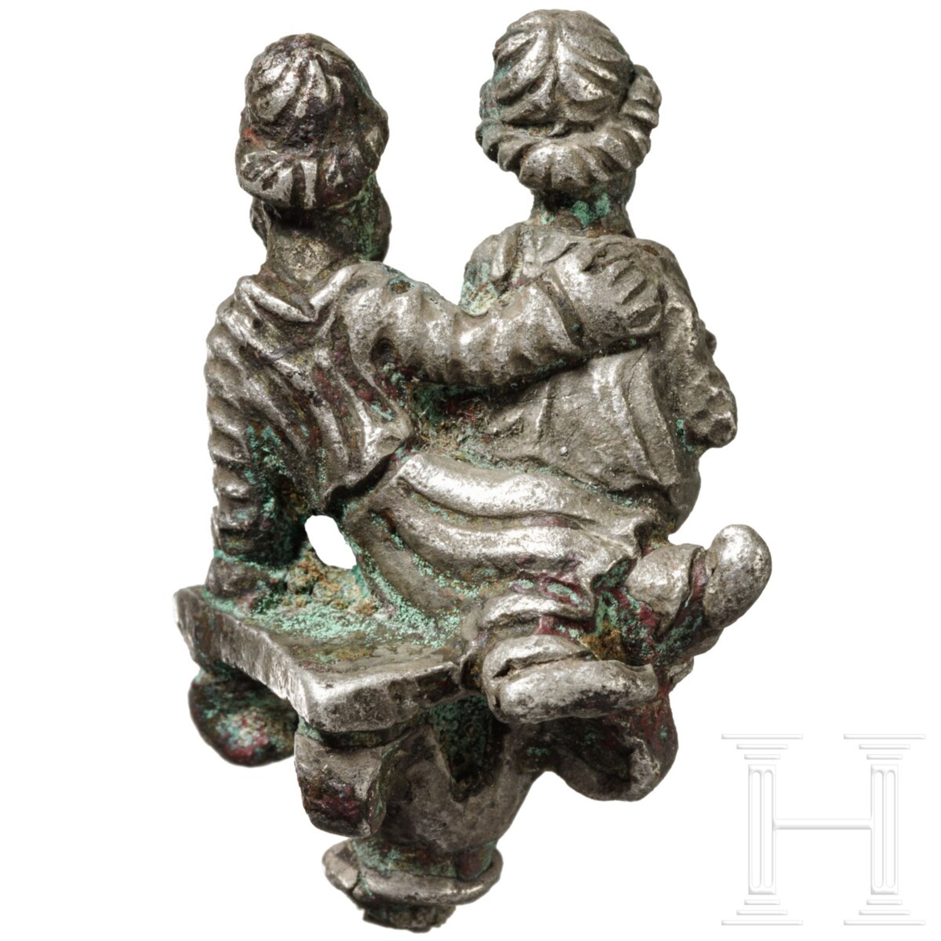 Nadelkopf mit Paar, spŠtparthisch, 250 - 300 n. Chr. - Bild 4 aus 5