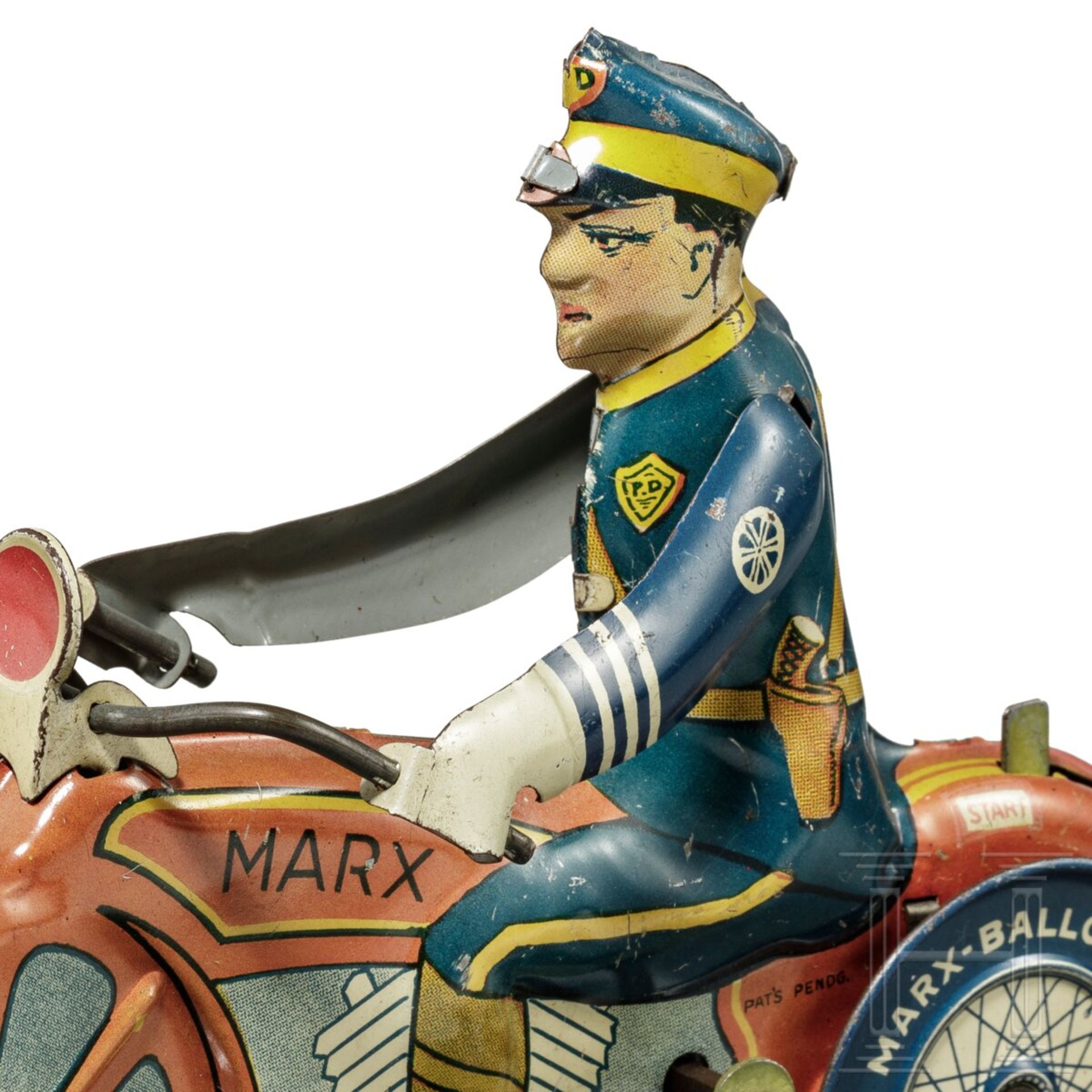 Polizei-Motorradfahrer von Marx Toys mit AufziehschlŸssel - Image 5 of 5