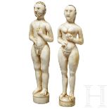Zwei Elfenbeinfiguren von Adam und Eva, kolonial-portugiesisch, 17./18. Jhdt.