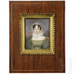 Portrait einer jungen Dame, Miniatur auf Elfenbein, wohl Frankreich, um 1820