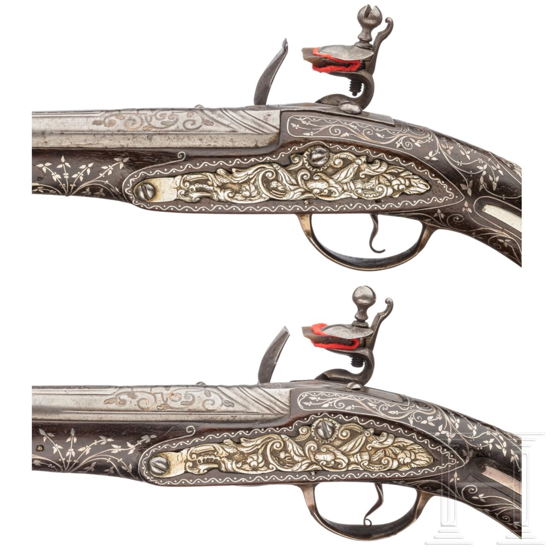 Ein Paar silbermontierte Steinschloss-Orientpistolen, osmanisch, um 1820/30 - Image 9 of 9