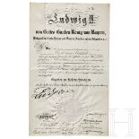 Karl Theodor von Sauer, Flügeladjutant von König Ludwig II. - Patent zum Oberst, datiert 1875