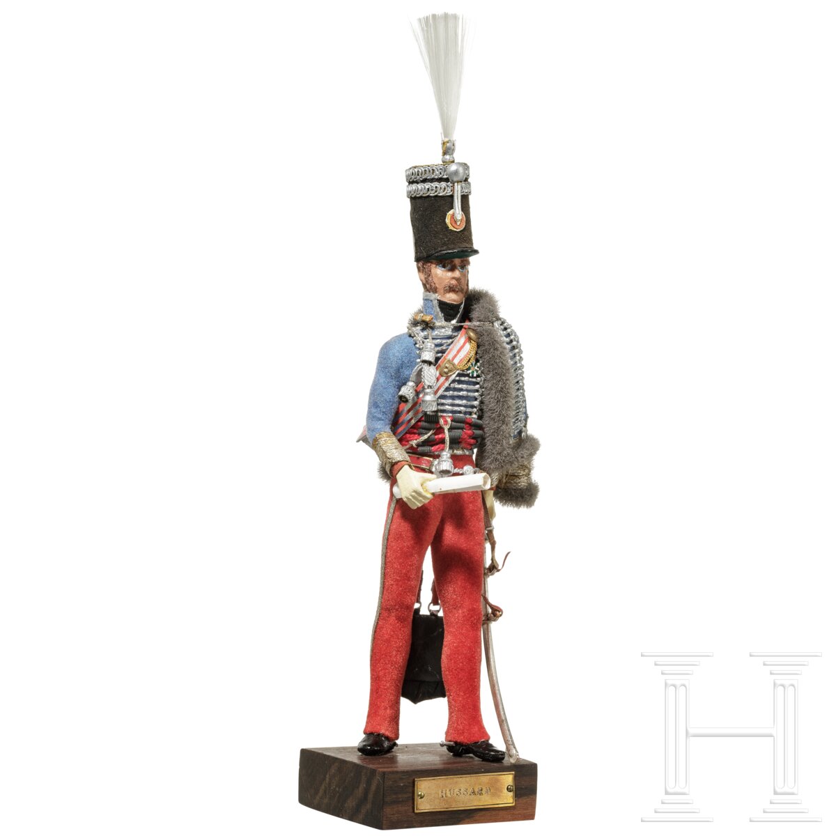 Offizier der Husaren um 1814 - Uniformfigur von Marcel Riffet, 20. Jhdt.