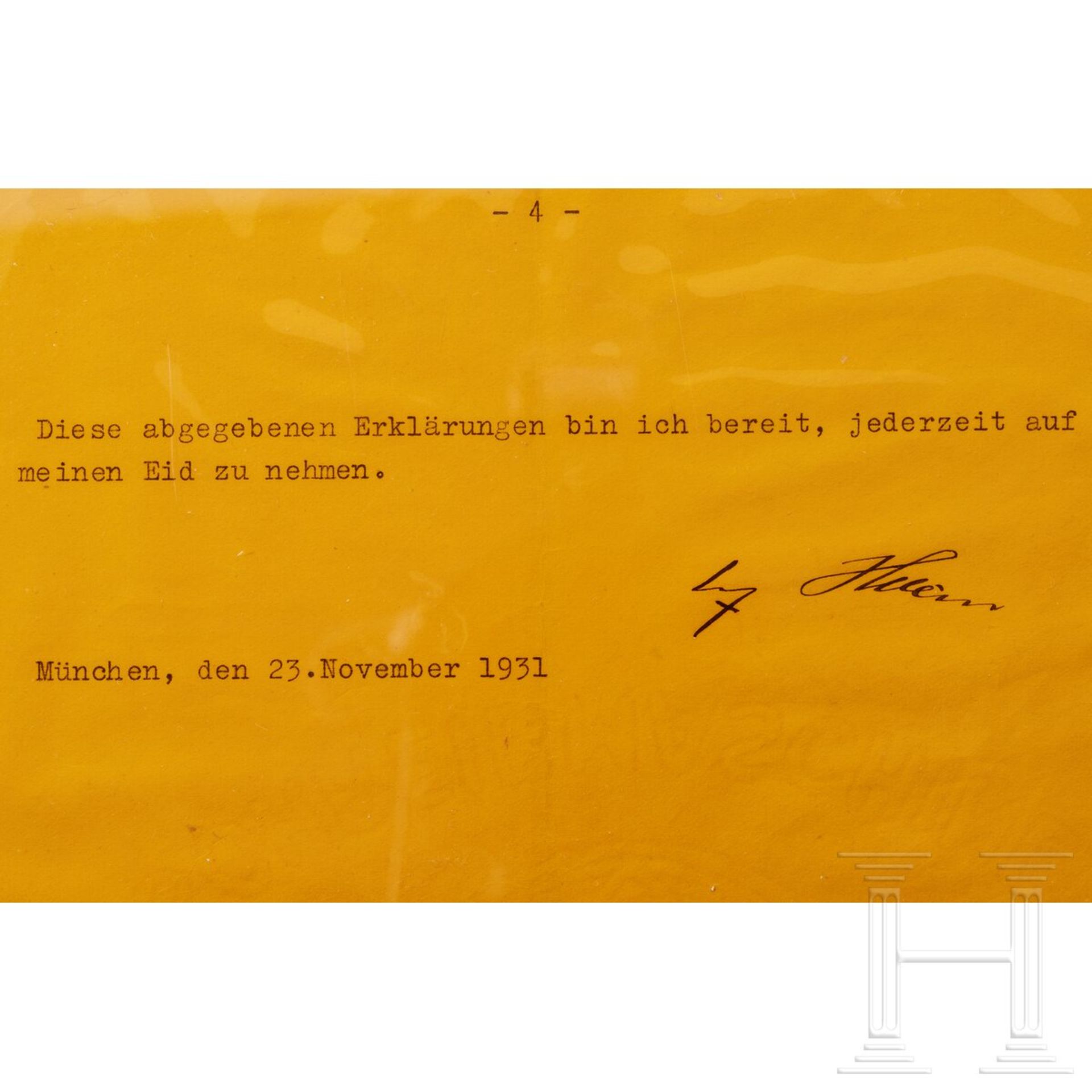 Adolf Hitler - eigenhändig signierte Stellungnahme zur Südtirol-Frage vom 23. November 1931 mit Text - Bild 6 aus 7