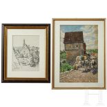 Fritz Bergen (1857 - 1941) - Aquarell und Bleistiftzeichnung "Nördlingen" des Vaters von Claus Berge