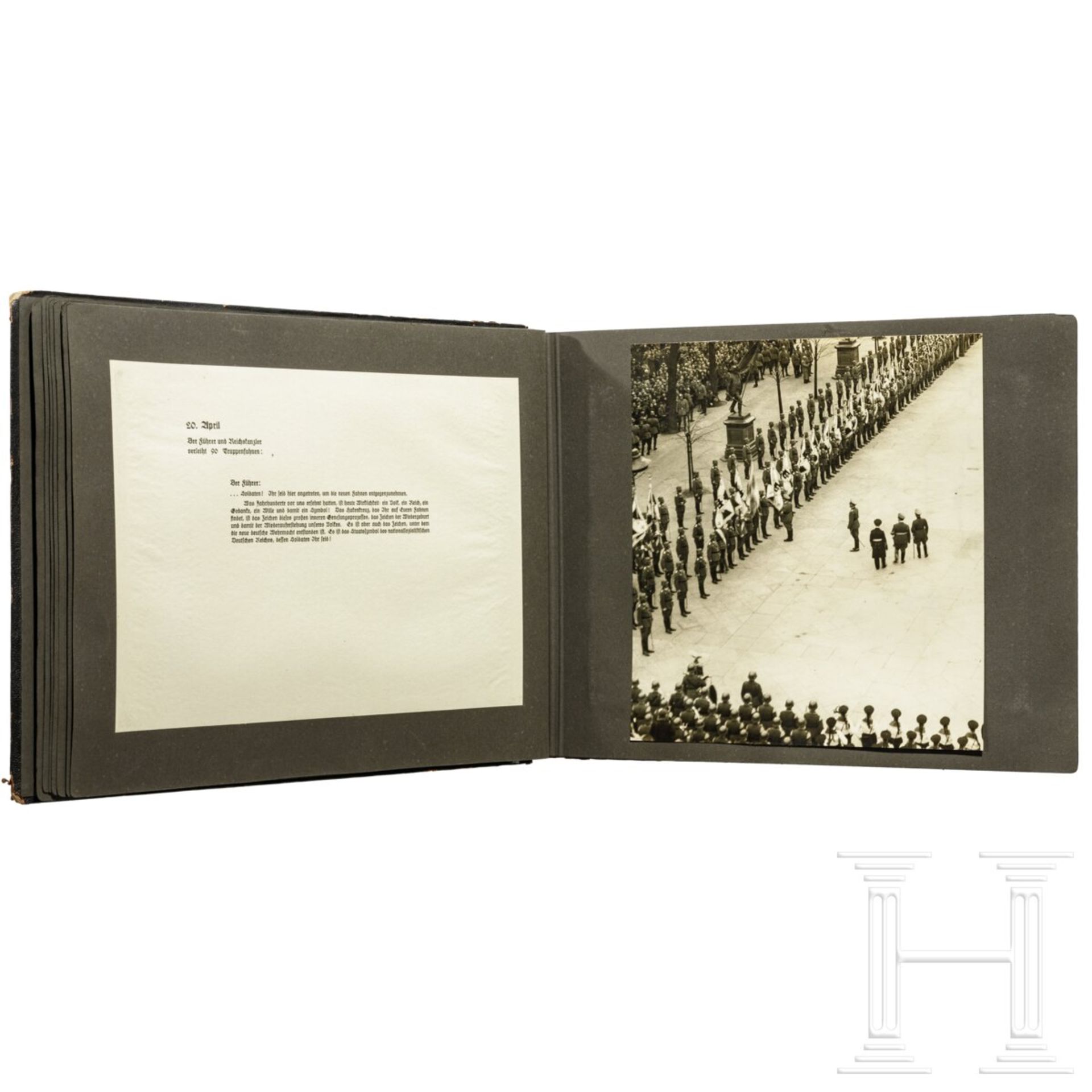 Geschenk-Fotoalbum der Partei 1937 mit 56 großformatigen Fotos und Textblättern - Image 14 of 17