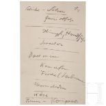 Adolf Hitler - eigenhändig verfasste Dallmayr-Einkaufsliste für Anny Winter