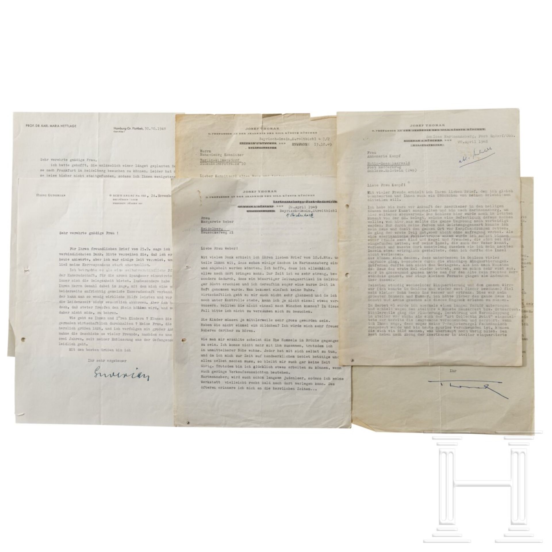 Albert Speer - Brief von Heinz Guderian, Brief von Karl Maria Hettlage und drei Briefe von Josef Tho