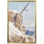 Claus Bergen - Gemälde "Im Segelflug über die Zugspitze", Ernst Udet mit einer DFS Kranich, 1935