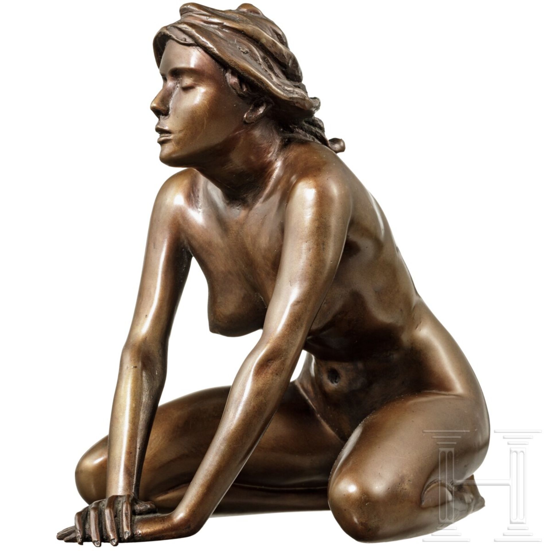 Arno Breker (1900 - 1991) - "Mädchen mit Tuch", Bronze mit brauner Patina - Bild 3 aus 6