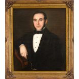 Anonymer Bildnismaler des Biederemeier um 1840, Portrait eines Mannes mit schwarzer Fliege, Öl auf