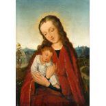 Unbekannter Maler des 18. Jh., Madonna mit dem Kind, nach einem altniederländischen Vorbild um 1500.