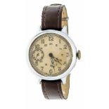 Military watch, Stahlgehäuse personalisiert und mit Nr. 35 1948 rückseitig bezeichnet,