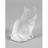 Sitzende Katze, Frankreich, 2. H. 20. Jh., Lalique, klares überwiegend mattiertes Glas, sign., H.