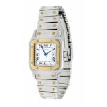 Cartier Santos, Stahl/ Gold, Herrenarmbanduhr Automatik, weißesZifferblatt mit röm. Ziffern,