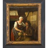Anonymer niederländischer Genremaler des 18./19. Jh., Feierabend, Öl/Holz. unsign., 20,5 x 17 cm,