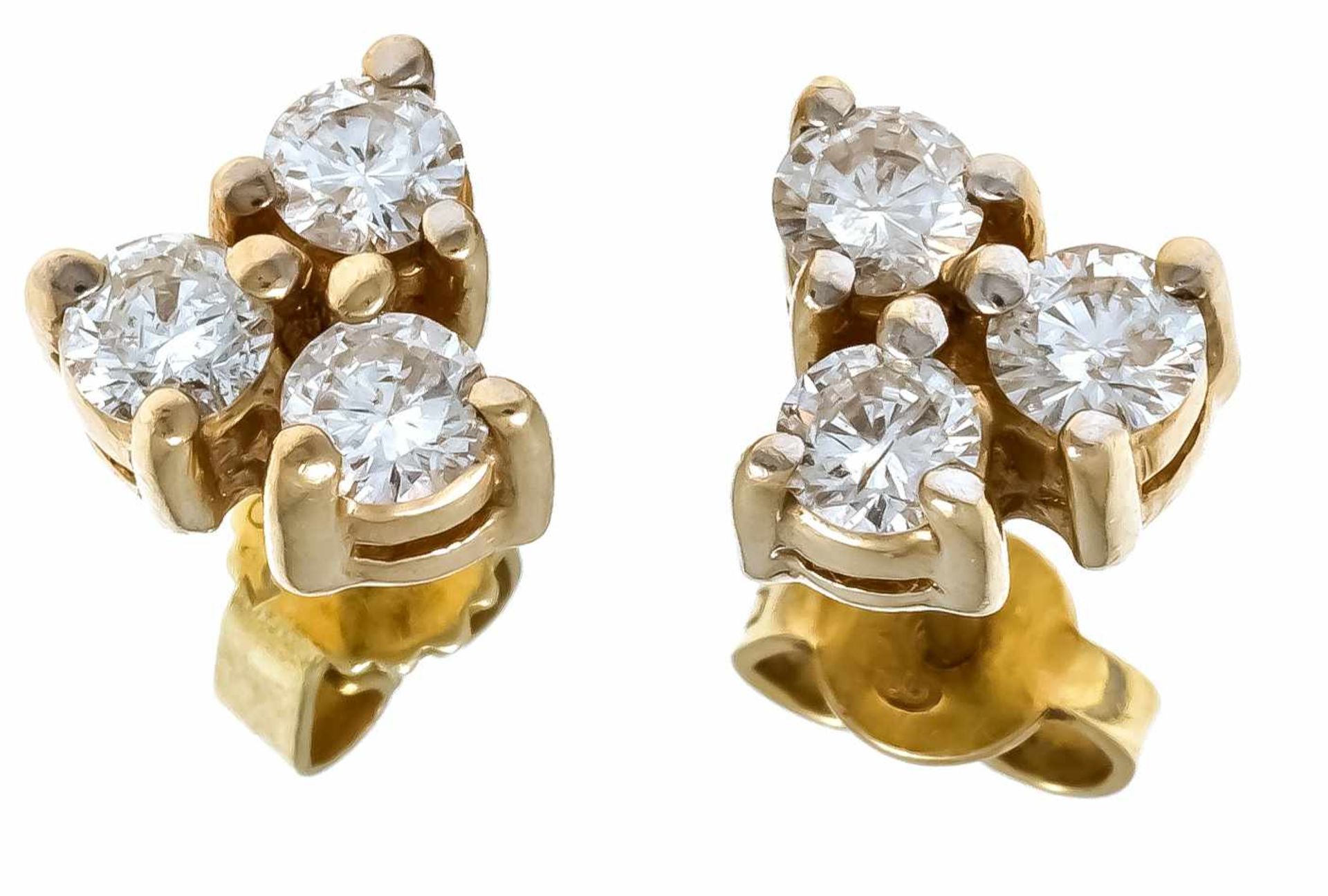 Brillant-Ohrstecker GG 750/000 mit je 3 Brillanten, zus. 1,0 ct W/PI, 4,0 gDiamond ear studs GG