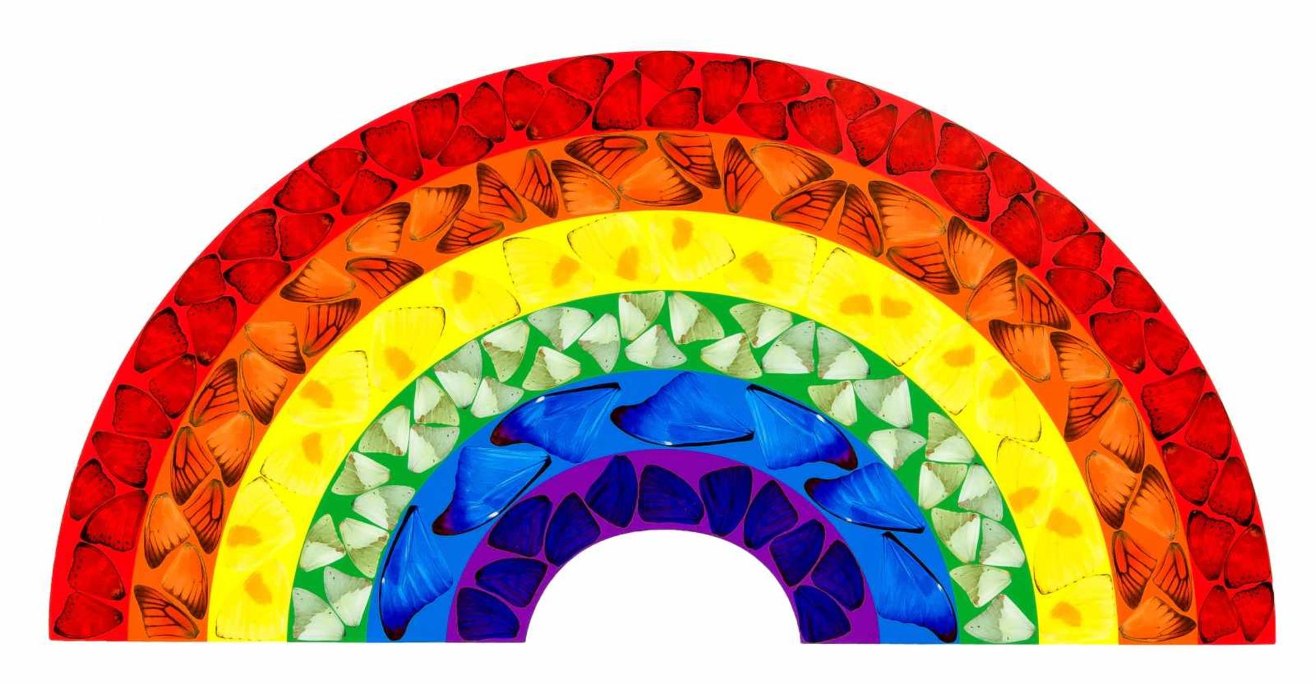 Damien Hirst (*1965), ''Butterfly Rainbow'', laminierter Giclée-Druck auf Alu-Dibond, Heni