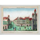 Guckkastenblatt mit einer Ansicht von Leipzig ''Prospect in Leipzig von der St. Niclaus Kirch