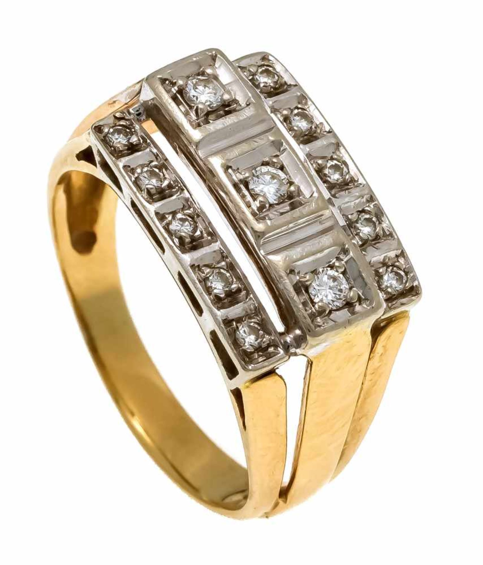 Brillant-Ring GG/WG 585/000 mit 13 Brillanten, zus. 0,20 ct W/VS-SI, RG 59, 5,8 gDiamond ring GG /