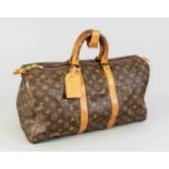 Vintage Louis Vuitton Keepall Monogram Canvas, 2. H. 20. Jh., mit Gebrauchsspuren, ca. 35 x 45