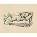 Andreas Paul Weber (1893-1980), ''Schabernack I (mit Schwein)'', Tuschfederzeichnung auf
