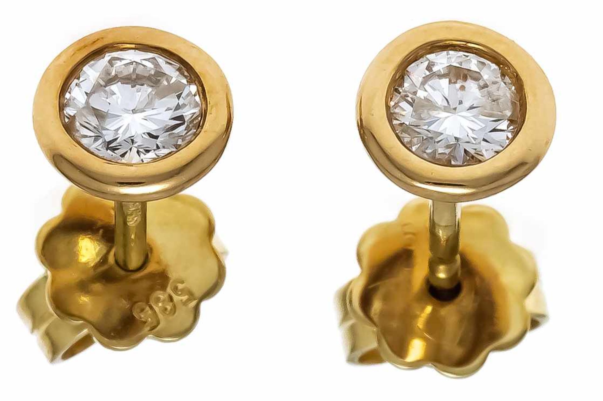 Brillant-Ohrstecker GG 585/000 mit 2 Brillanten, zus. 0,54 ct TW/PI1, D. 6 mm, 1,7 gDiamond ear