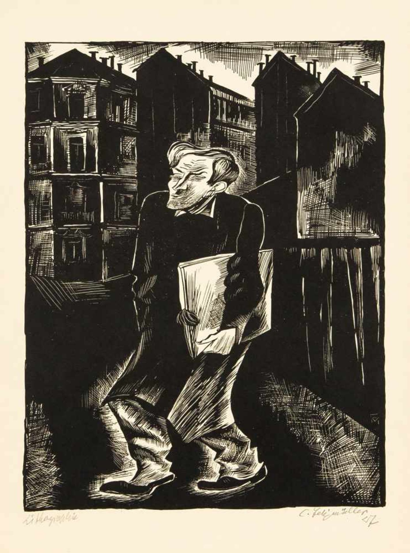 Conrad Felixmüller (1897-1977), ''Not und Armut'', Lithographie auf cremefarbenem Velin, u. re.