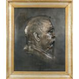 Harro Magnussen (1861-1908), Portrait von Bismarck im Profil, patiniertes Bronzerelief, im Gu