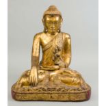 Großer Buddha Shakyamuni, Thailand, wohl 1. H. 20. Jh., Holz, goldstaffiert und polychromer