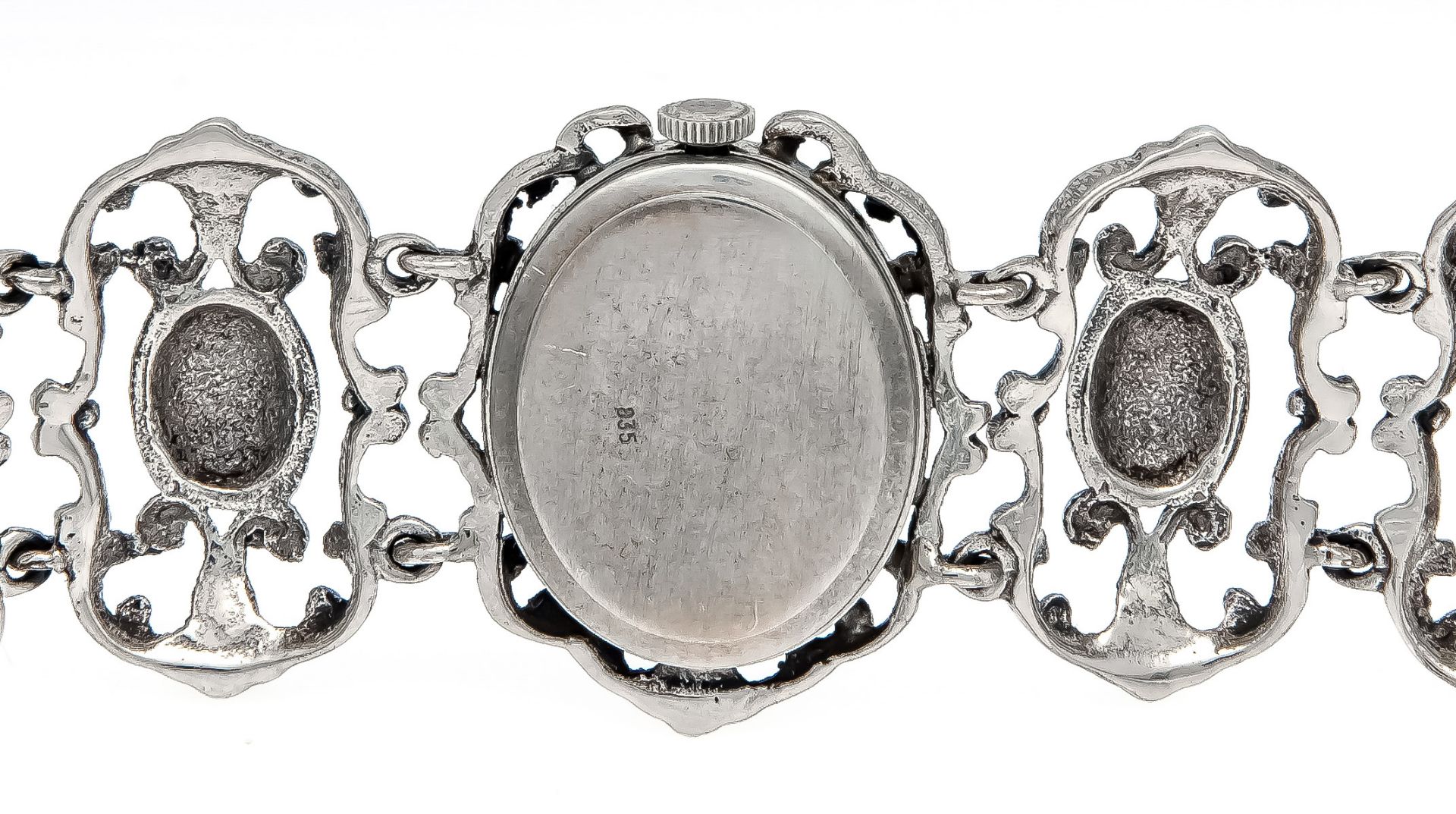 Trachtenuhr Silber 835/000 Ciconia, Handaufzug, Uhrwerk läuft, weißes Zifferblatt mit arab. - Image 2 of 2