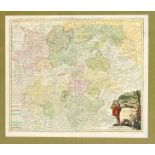 Historische Landkarte von Thüringen "Landgravitatus Thuringiae...", kol. Kupferstich bei Hom