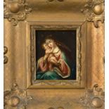 Andachtsbild des 17. Jh., Madonna mit den Christusknaben, Öl auf Kupferblech, unsign., 13,5