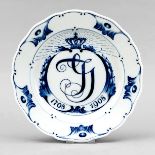 Teller, Meissen, Marke 1924-34, Deputat, Dekor in Unterglasurblau mit Monogramm JG für Prinz