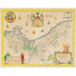 Historische Karte von Pommern "Nova Illustrissimi Ducatus Pomeraniae Tabula", kolorierter Kup