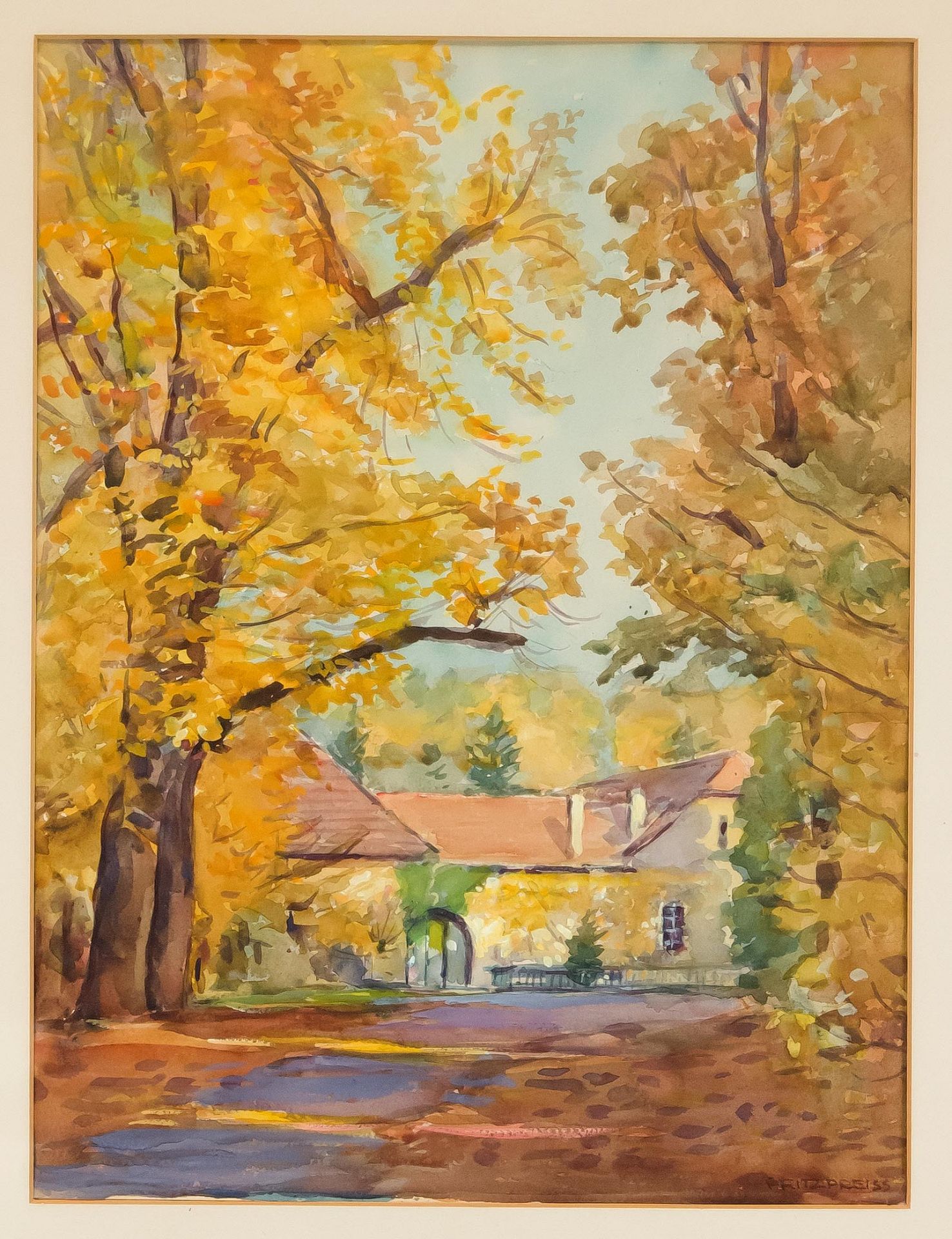 Fritz Preiss (1883-1943), German painter from Stettin. Lot of 4 watercolors with - Image 3 of 4