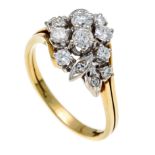 Brillant-Ring GG/WG 585/000 mit 10 Brillanten und 4 Diamanten, zus. 0,82 ct TW-W/VS-SI, RG 58, 4,5