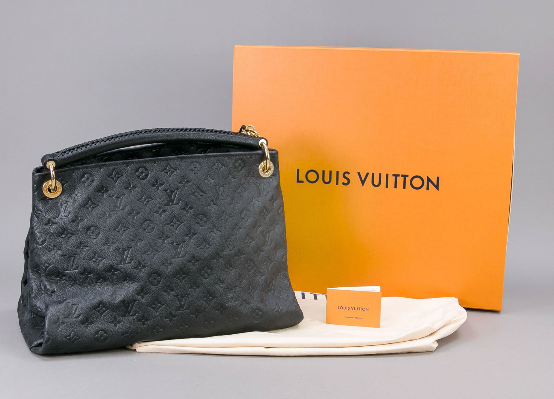 Louis Vuitton, Artsy Monogram Empreinte Shoulder Bag, schwarzes genarbtes Leder mit geprägtem Logo