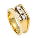 Brillant-Ring GG 585/000 ungest., gepr., mit 3 Brillanten, zus. 0,42 ct l.get.W/VS, RG 55, 9,6 g