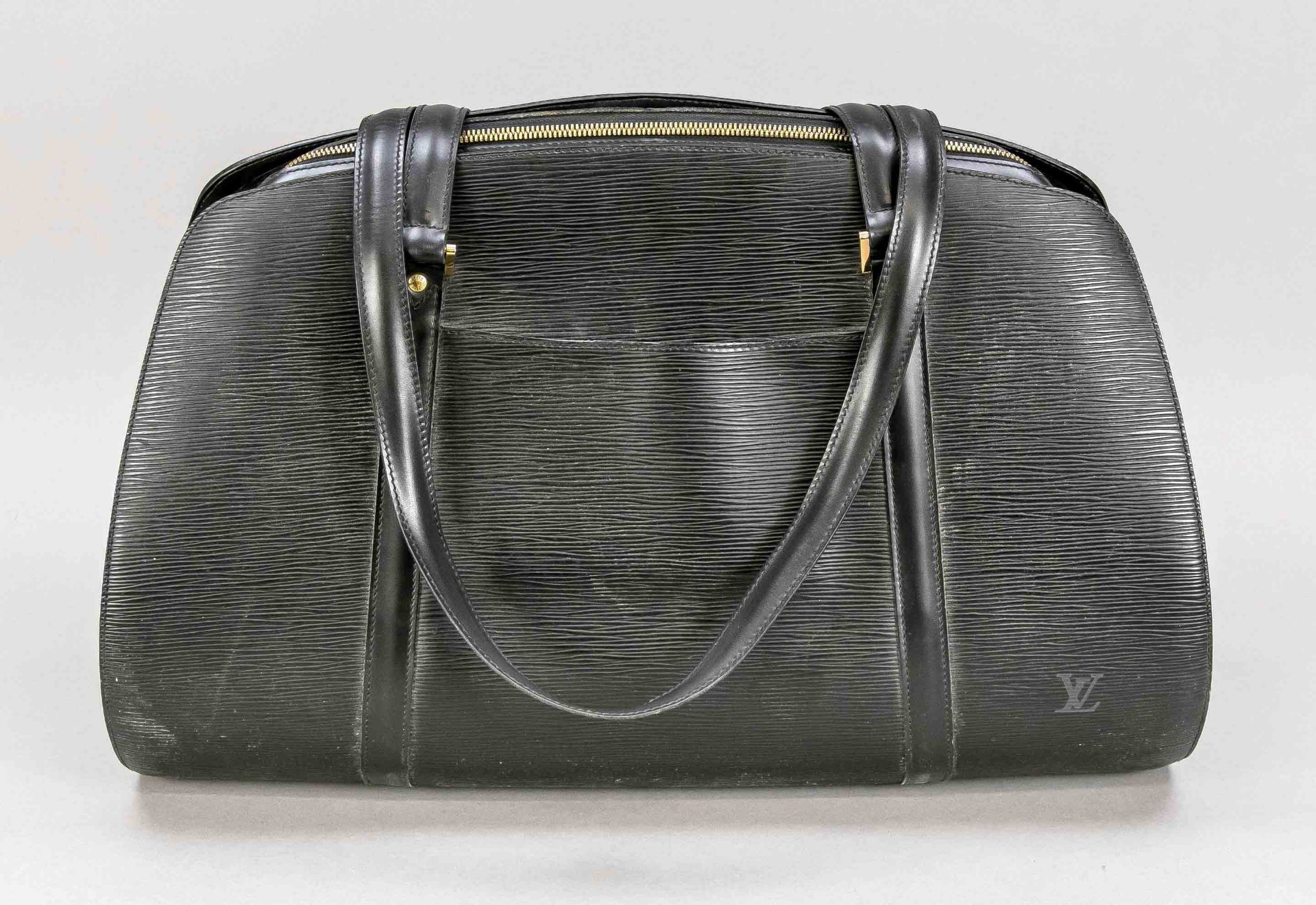 Louis Vuitton, Epi Noir Weekender, schwarzes strukturgeprägtes Epi-Leder, goldfarbene Hardware, mitt