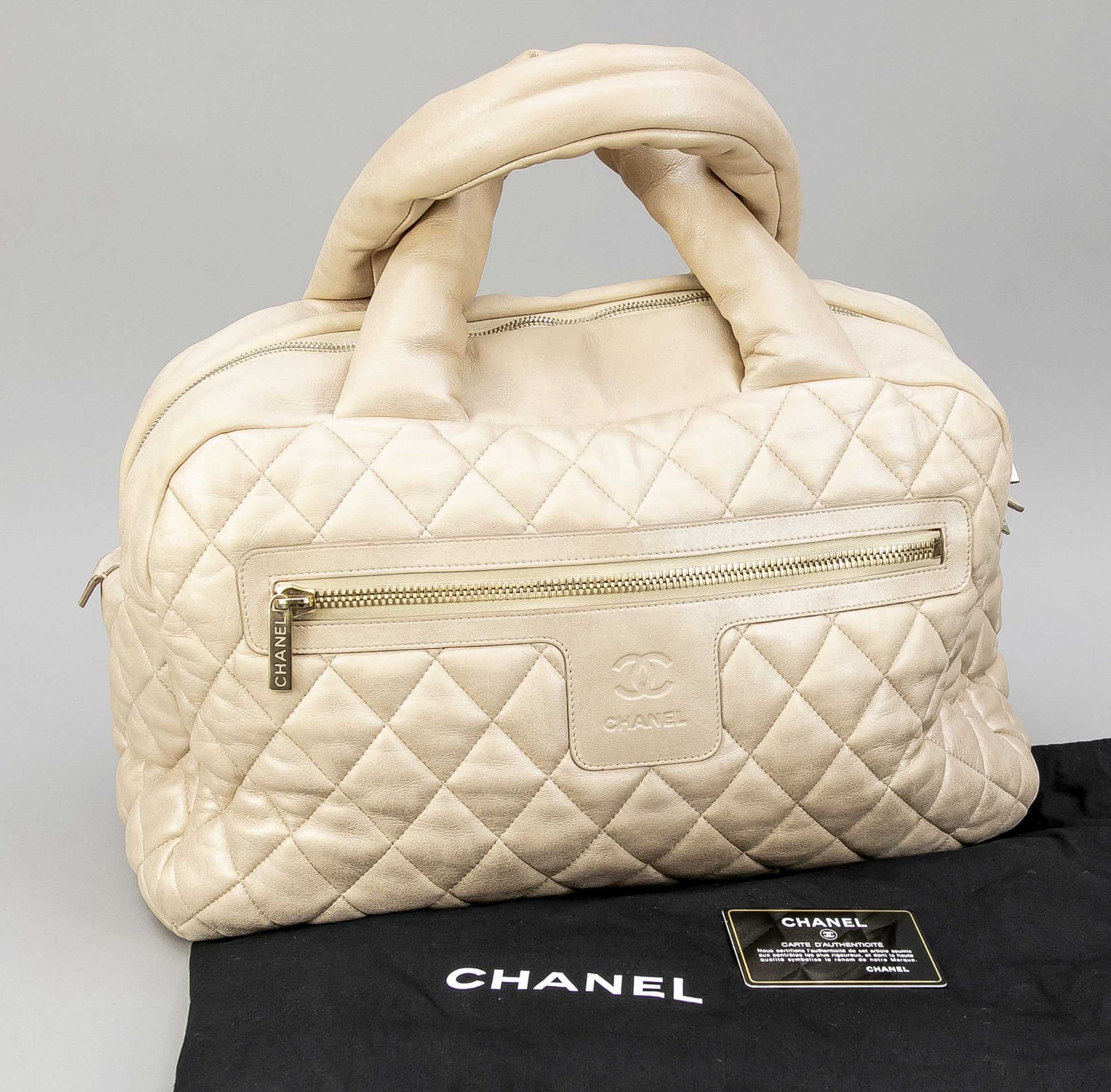 Chanel, Cocoon Bowler Gold Calfskin Leather Tote Ba