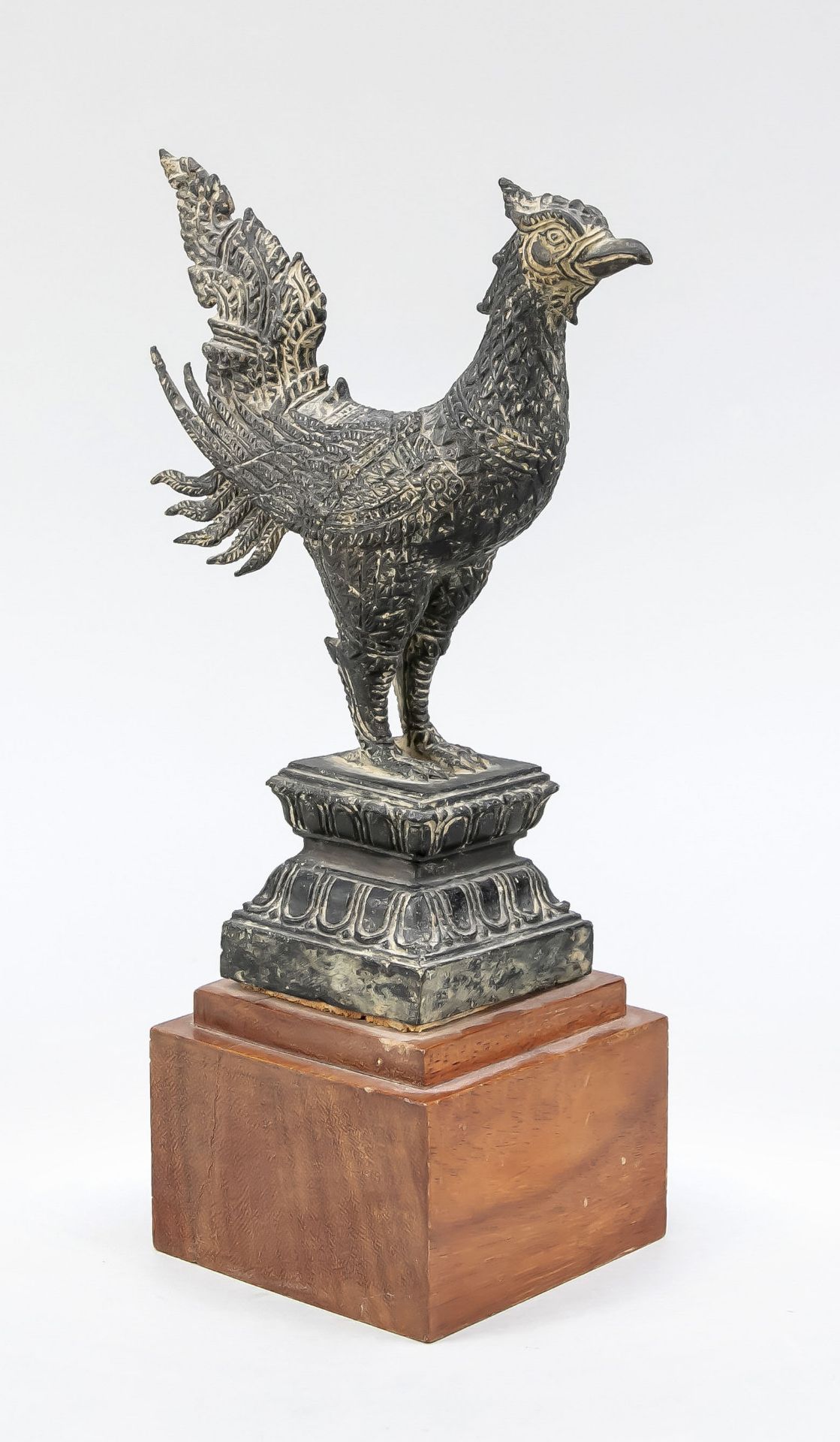 Mythological bird, Southeast Asia, probably 19th century, bronze. Standing on a square lotus