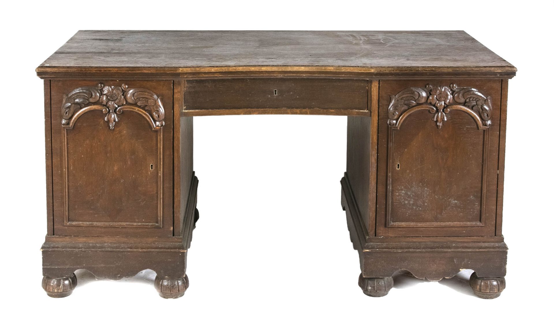 Desk circa 1910, oak, restored-dressed, 78 x 150 x 79 cm.- The furniture can not be viewed in our
