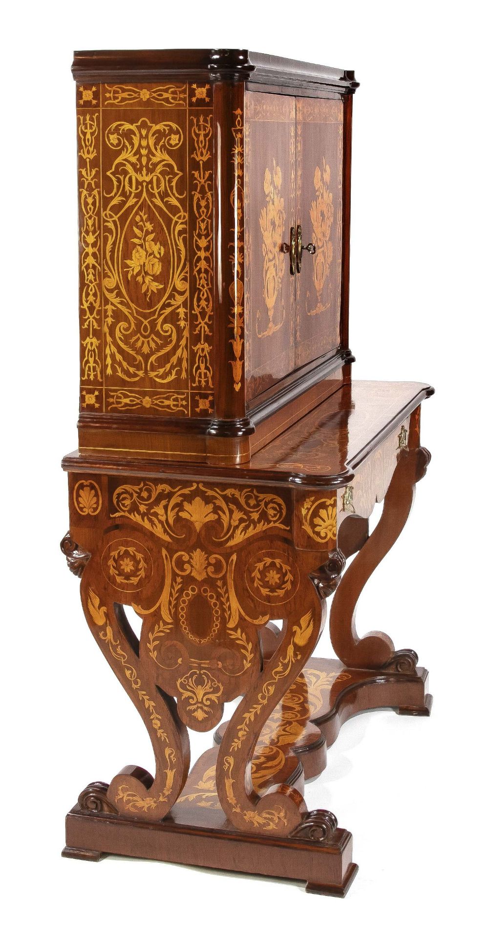 Writing cabinet in the style of the Italian master Giovanni Battista Gatti, mahogany and maple - Image 3 of 3