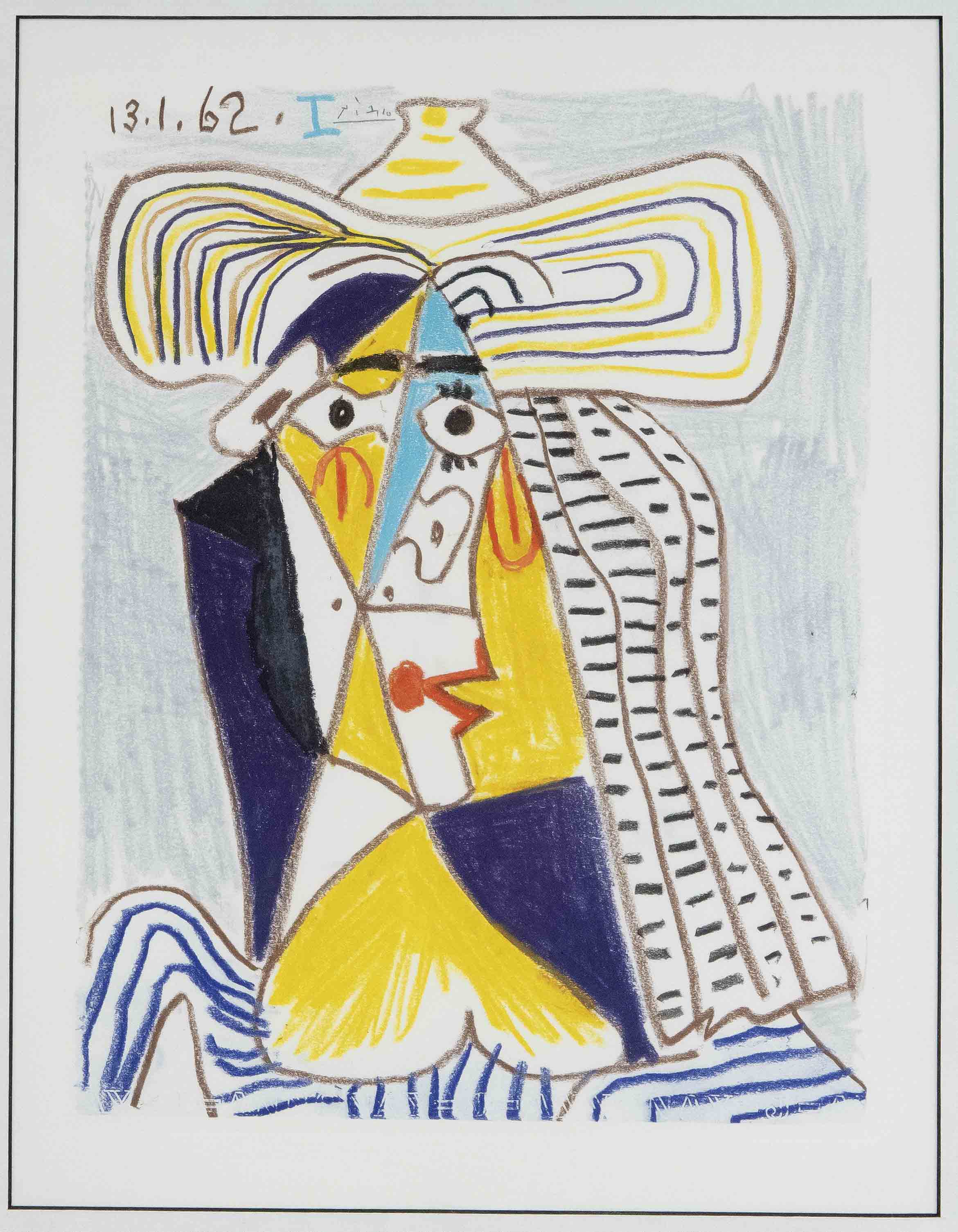 Pablo Picasso (1881-1973), after, ''Tête de Femme au Chapeau'', colored granolithography after a