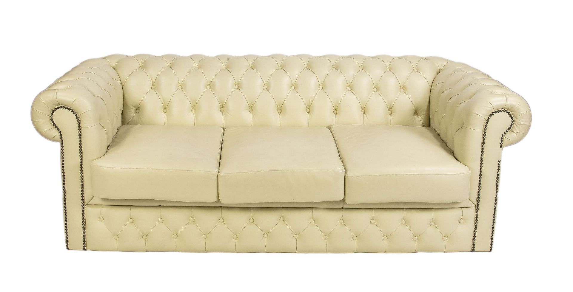 Chesterfield-Sofa, 20. Jh., beiges Leder, abnehmbar