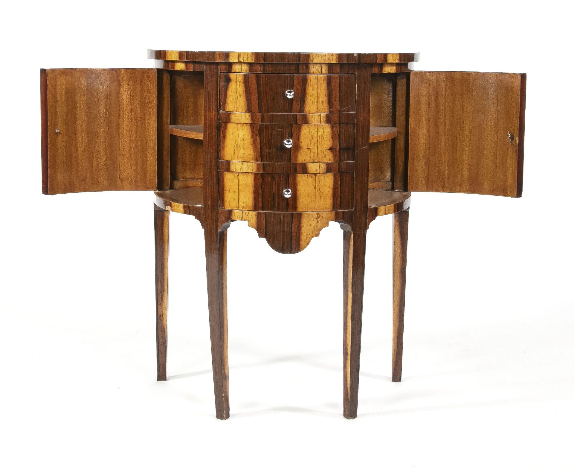 Demi-Lune half-moon chest of drawers in Empire style, late 20th century, Indian 2-tone rosewood - Image 2 of 2