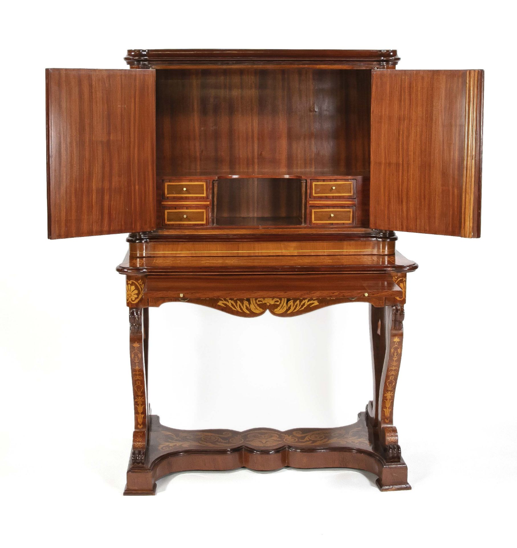 Writing cabinet in the style of the Italian master Giovanni Battista Gatti, mahogany and maple - Image 2 of 3
